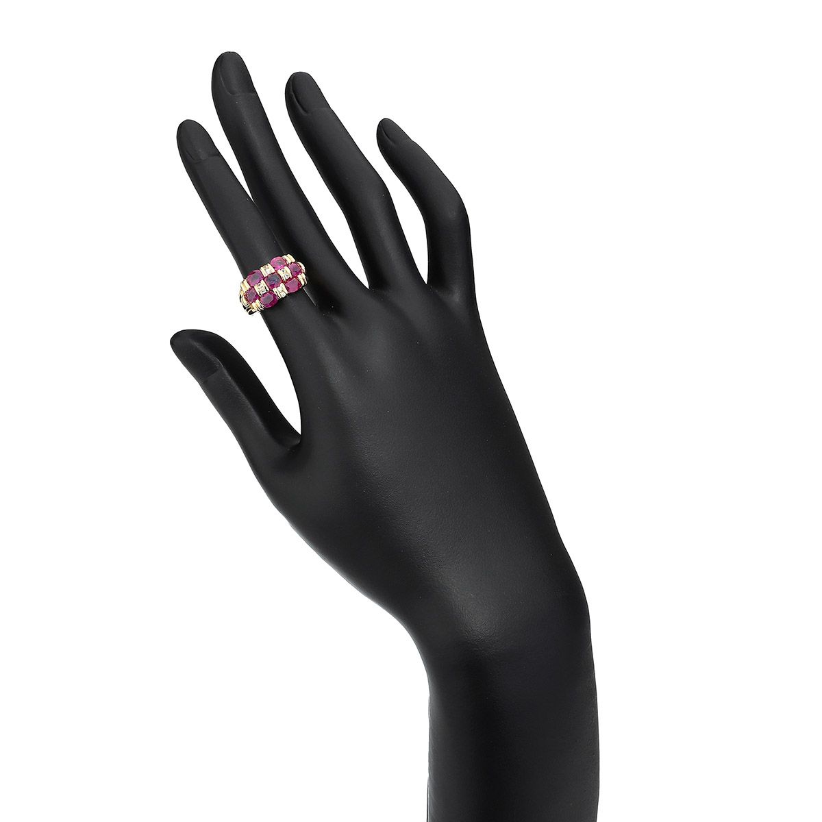 チェックデザインリング 指輪 ルビー 2.35ct ダイヤモンド K18 9号  