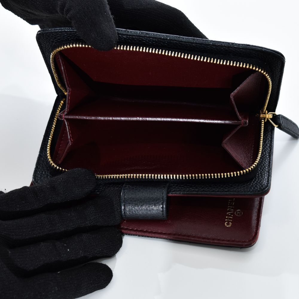中古USED CHANEL 財布 2つ折り マトラッセ キャビアスキン 09810
