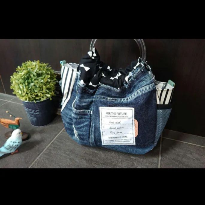 No.241【DENIM✖️RinghandleBAG❤️】リングハンドルバッグ🙃リメイク