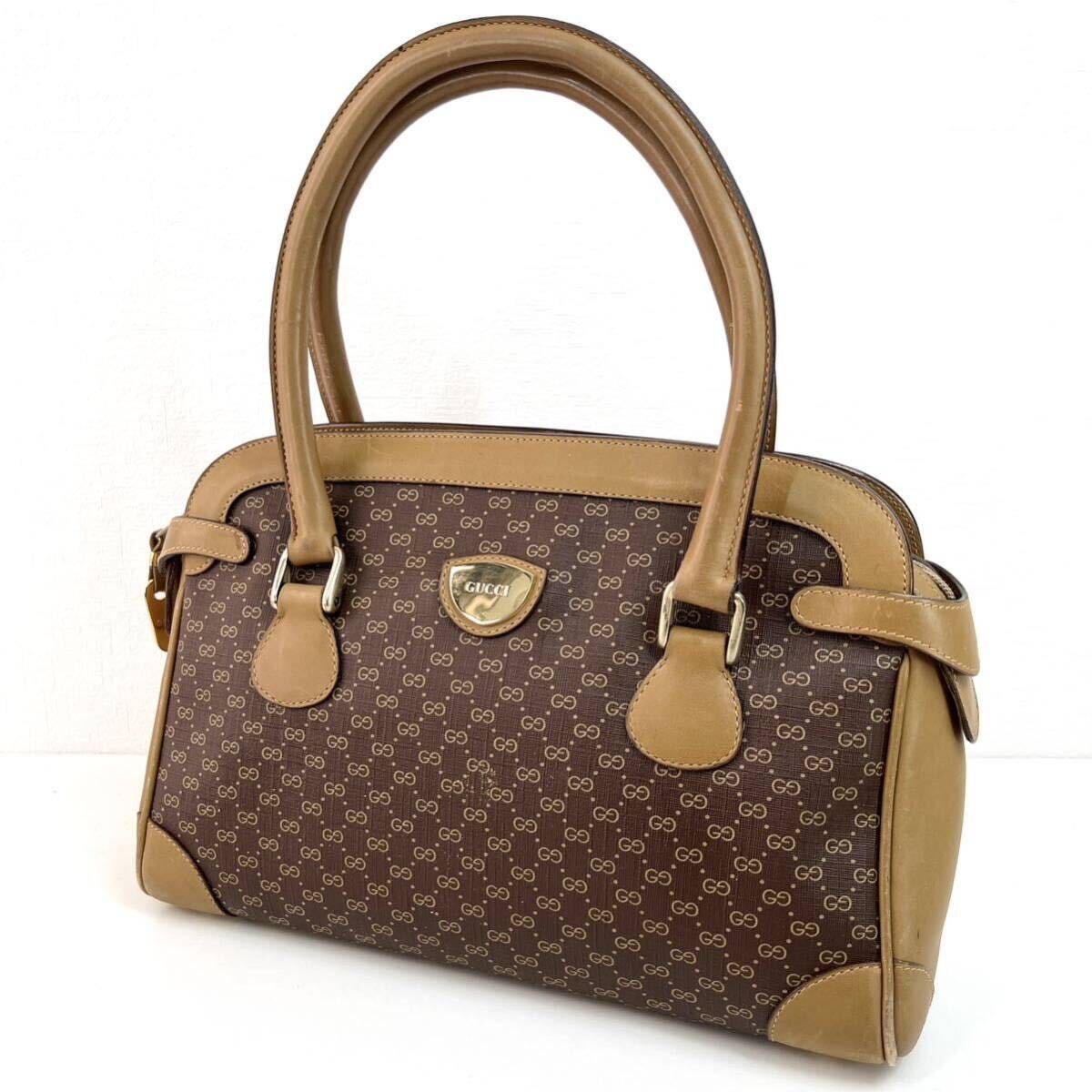 GUCCI オールドグッチ ハンドバッグ GG柄 ブラウン系 - メルカリ