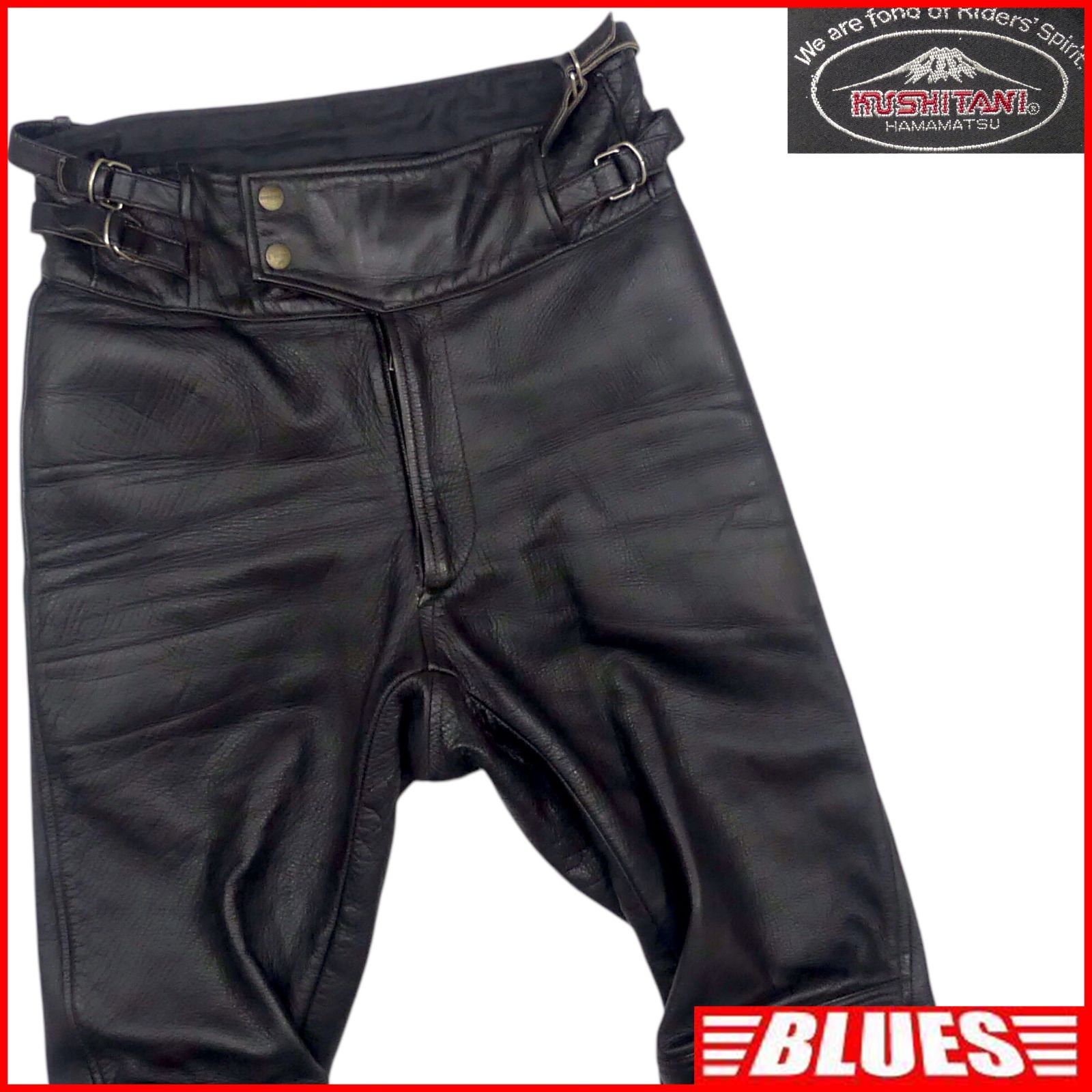 ヴィンテージ クシタニ 日本製 レザーパンツ ブラック バイカーパンツ 本革 L バイク用レザーパンツ・革パンツ｜KUSHITANI JAPAN
