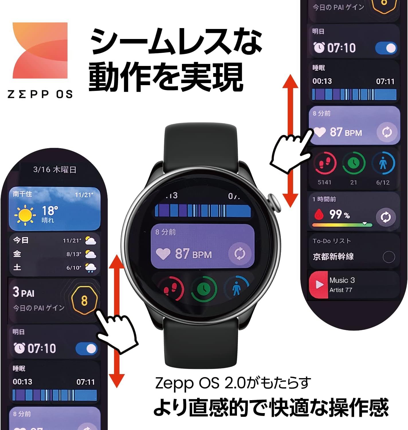 Amazfit GTR Mini スマートウォッチ 43mm 丸型 日本語対応