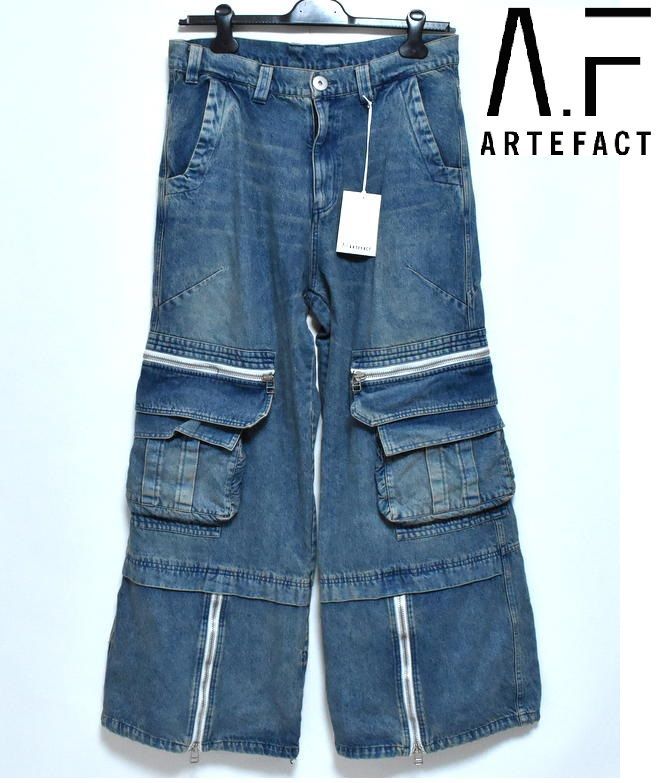 新品 A.F ARTEFACT CARGO ZIP BAGGY PANTS 3 ag-10024-1 ブルー