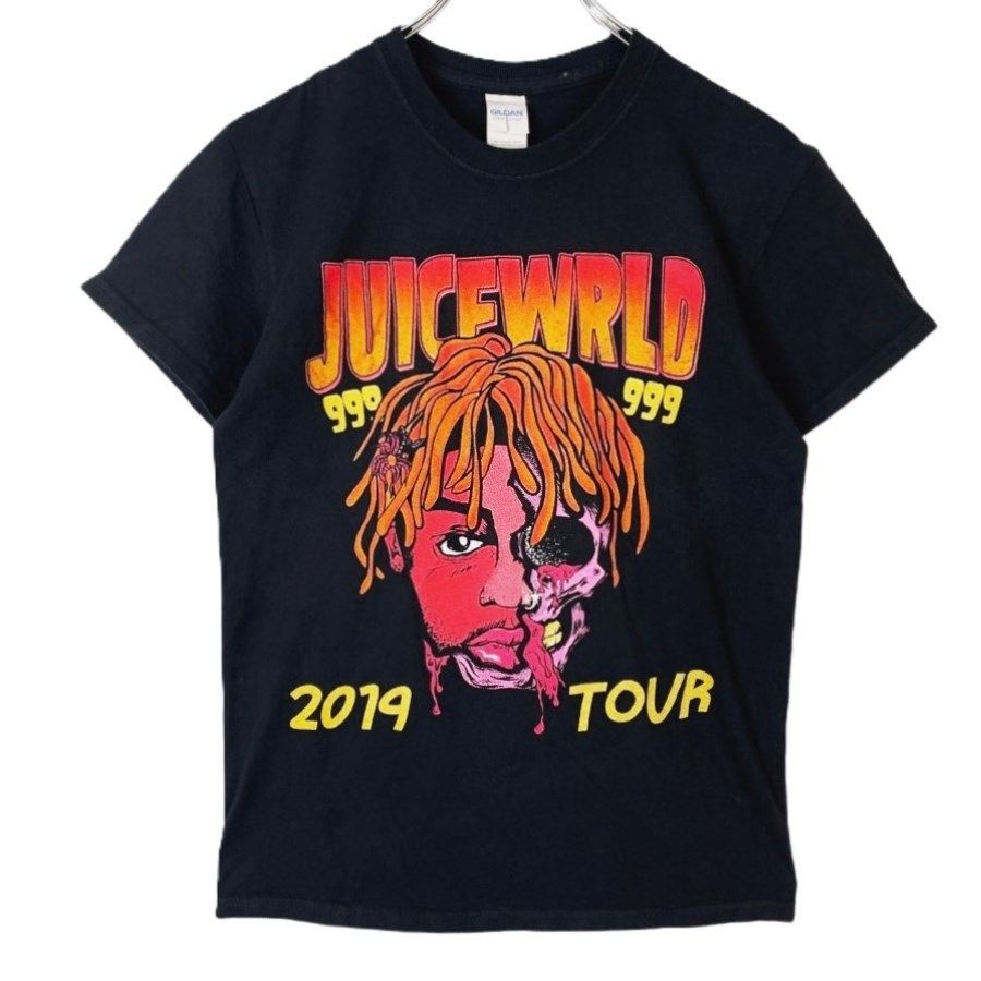 ギルダンGildanジュース・ワールドJUICEWORLDアーティストTシャツラッパーTラップHIPHOPヒップホップ2019TOUR両面プリント大判プリントデカプリント黒ブラックオレンジvintageヴィンテージ50108