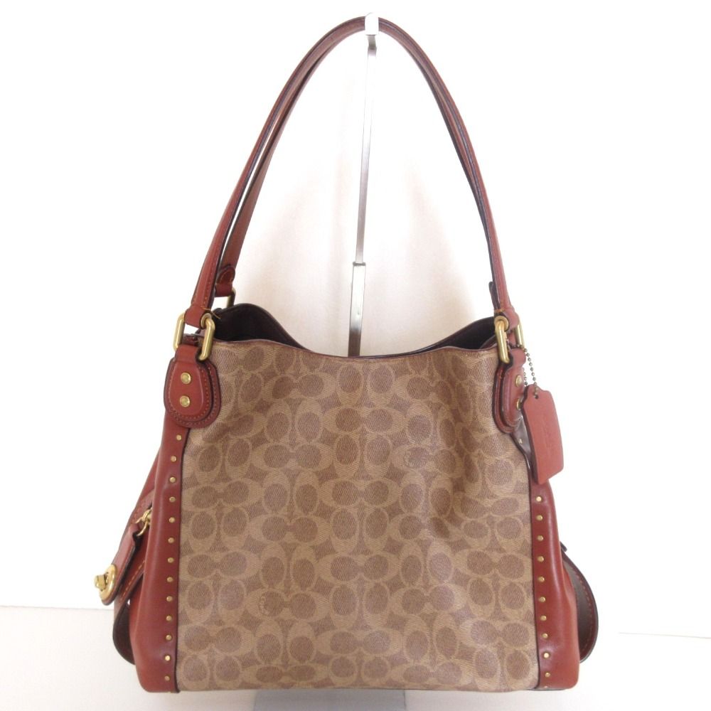 美品 COACH コーチ シグネチャー イーディー ワンショルダーバッグ 