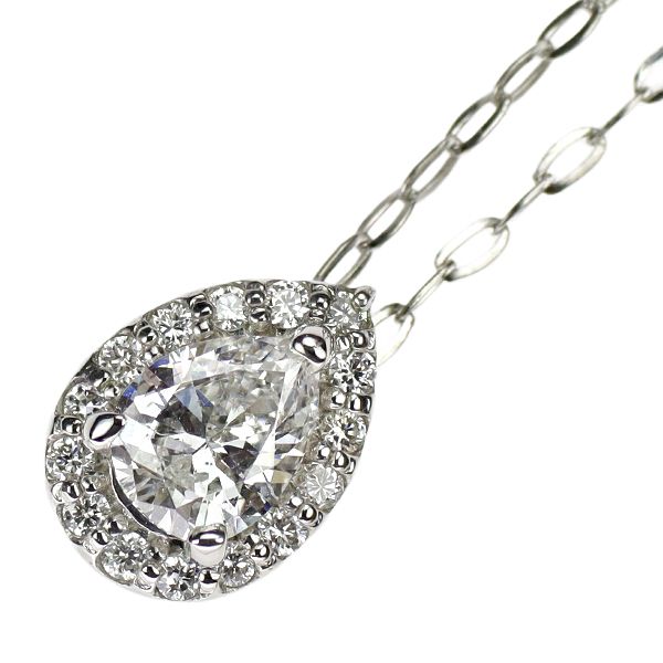 新品 Pt950/ Pt850 ペアシェイプ ダイヤモンド ペンダントネックレス  