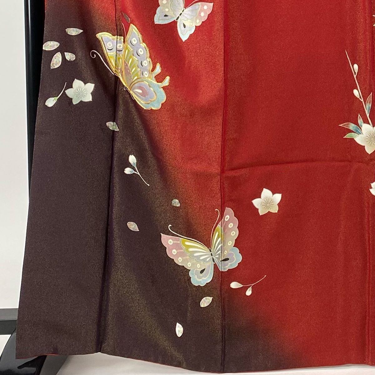 振袖 身丈163.5cm 裄丈67cm M 袷 菊 松竹梅 金糸 金銀彩 赤 正絹 名品  