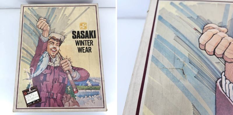 05wm00336 SASAKI WINTER WEAR 佐々木 3点セット ジャケット/ボトムス/フード フィッシングウェア ボア 防寒具 Lサイズ ベージュ 箱付き【中古品】