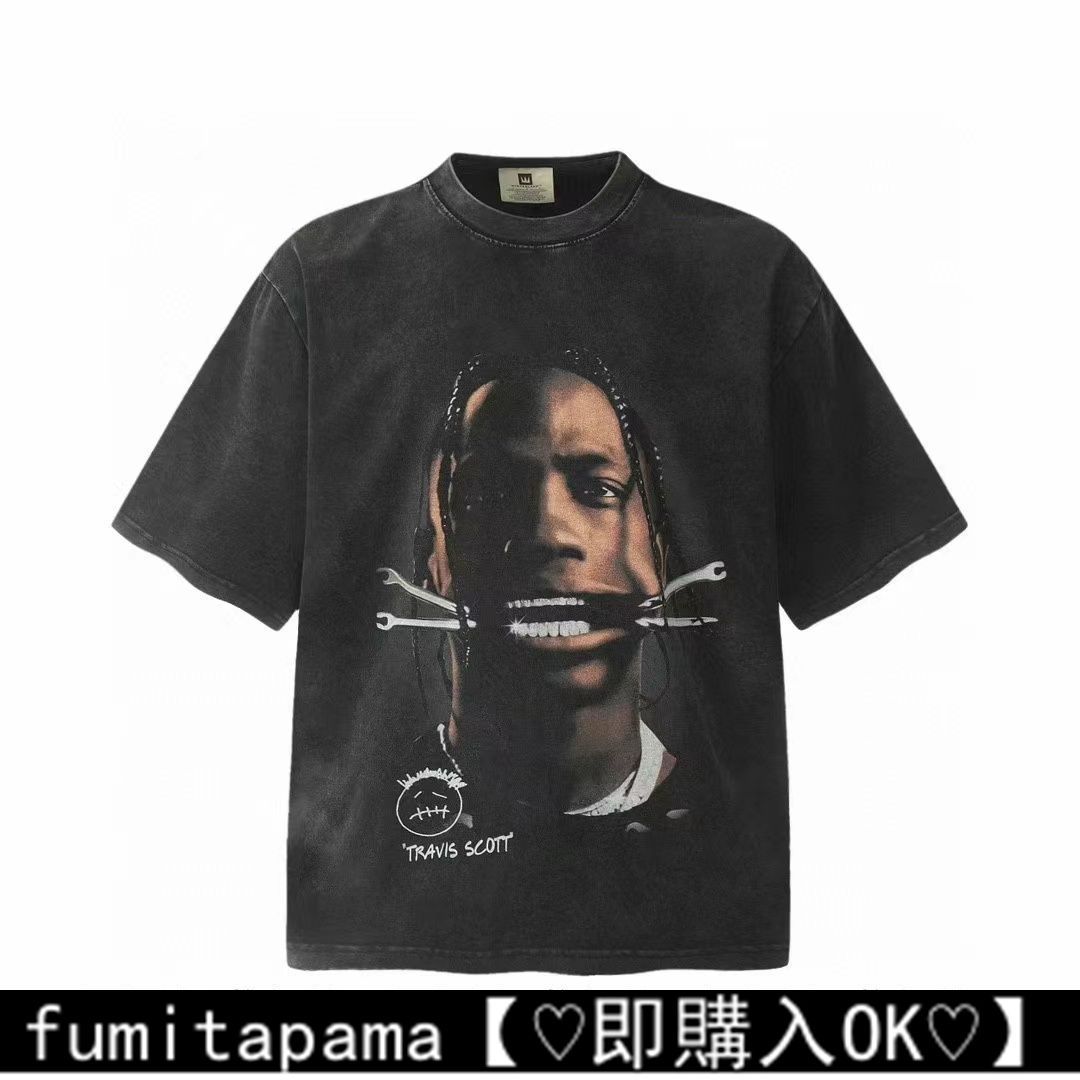 【新品未使用】Travis Scott スコット BIG FACE フィギュアプリント Vintage Tシャツ