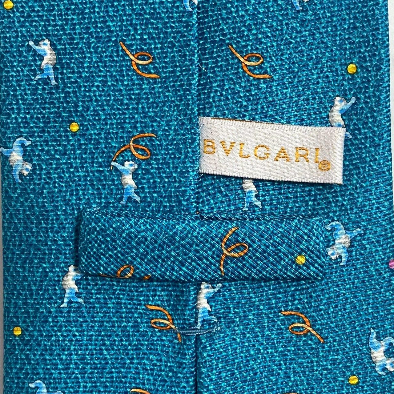 BVLGARI】ネクタイ SILK/シルク 100% セッテピエゲ ターコイズブルー