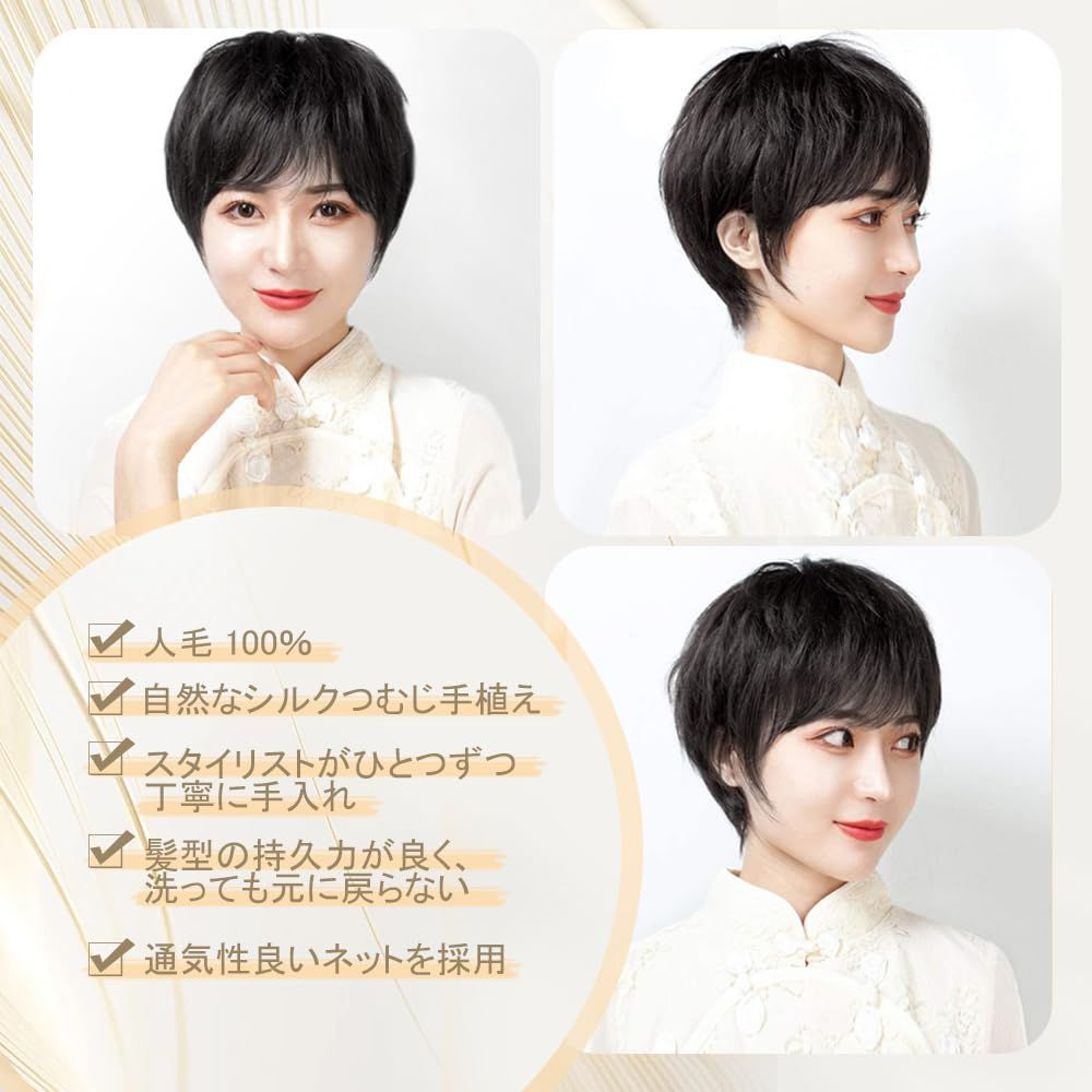 手植え 脱毛 ショート ウイッグ 母のウィッグ カール レディース 女性用かつら 人毛 中高年フルウィッグ おしゃれ パーマ ウィッグ ふんわり LNY 通気 WWW_SHINETEETH_COM