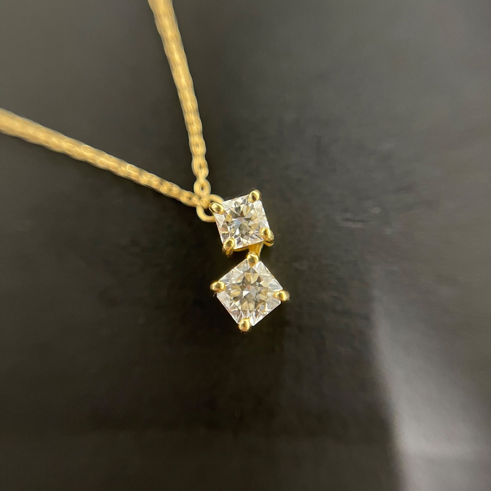 K18 天然ダイヤモンド 0.23ct 0.15ct ペンダント ネックレス - メルカリ