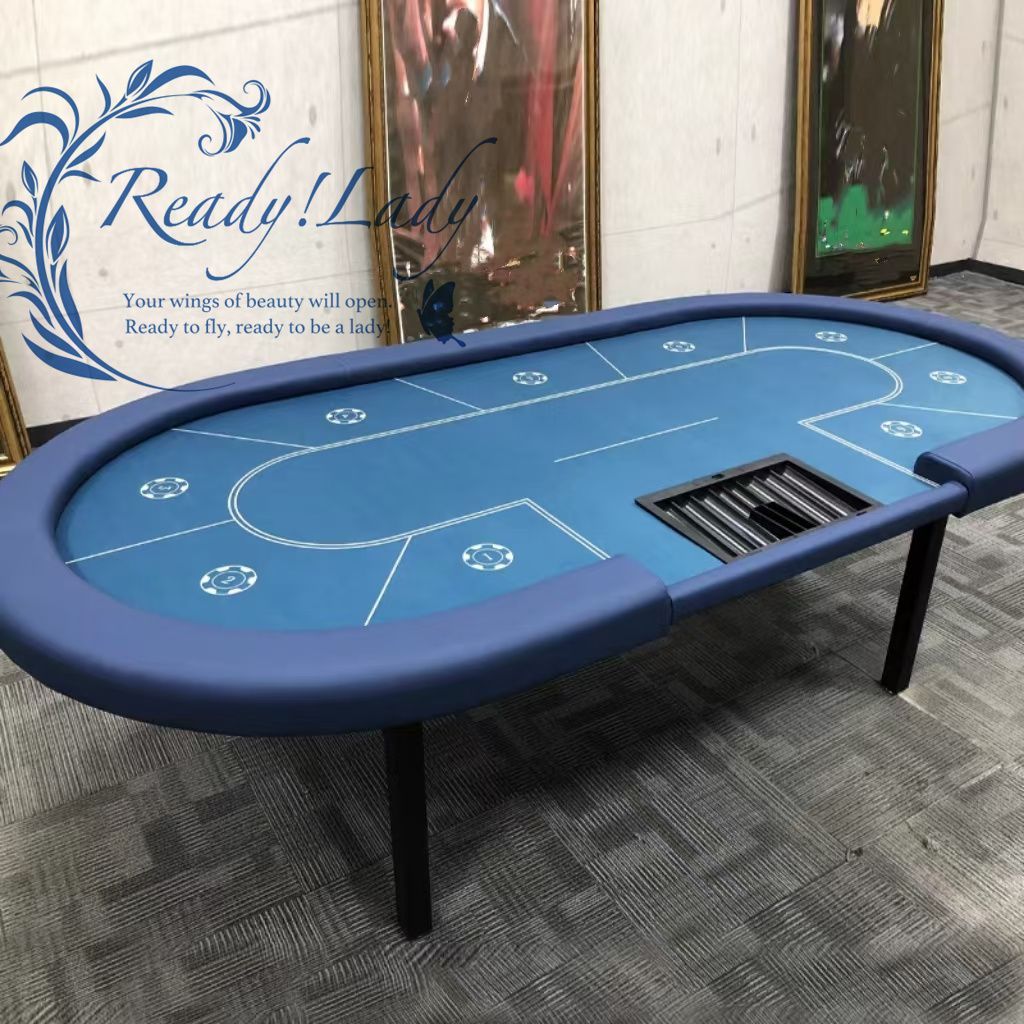 ポーカーテーブル レザー風 飲み物ホルダー付き 折り畳み可能 新品