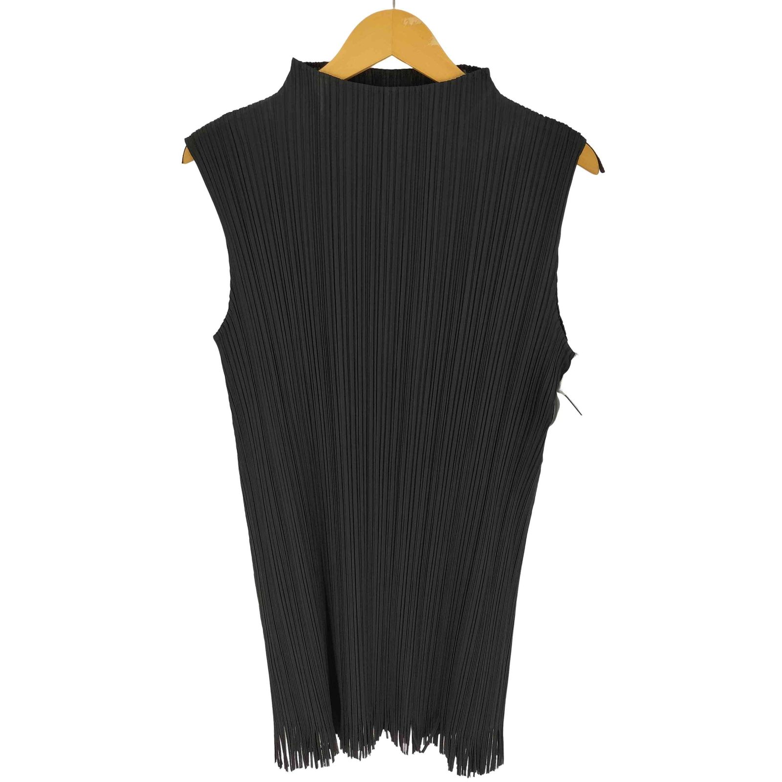 プリーツプリーズイッセイミヤケ PLEATS PLEASE ISSEY MIYAKE 17SS ボトルネック 裾フリンジ デザイン ノースリーブ ワンピース レディース JPN 3