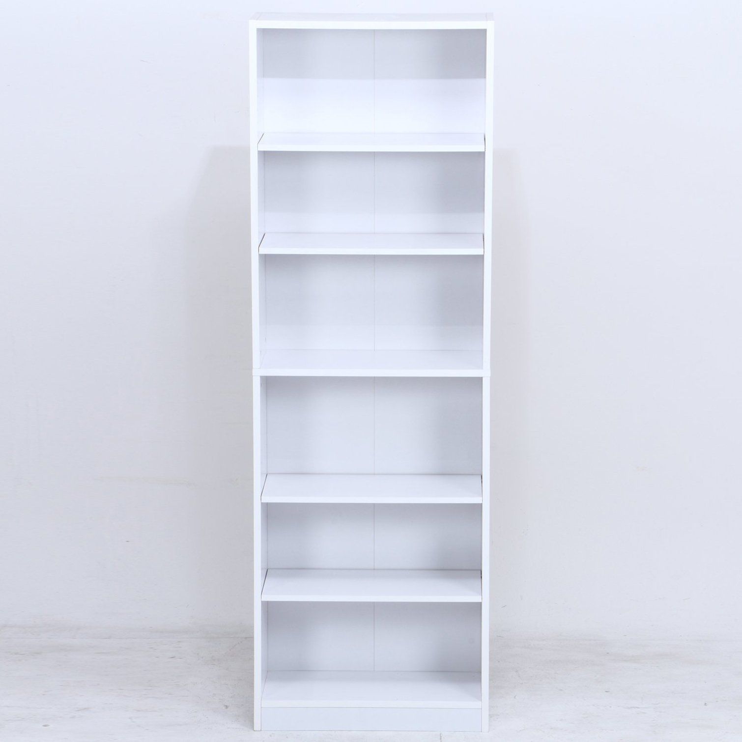 不二貿易 本棚 多目的棚 6段 1列 幅60×奥行29×高さ180cm ホワイト ブックシェルフ マガジンラック 可動棚 97549