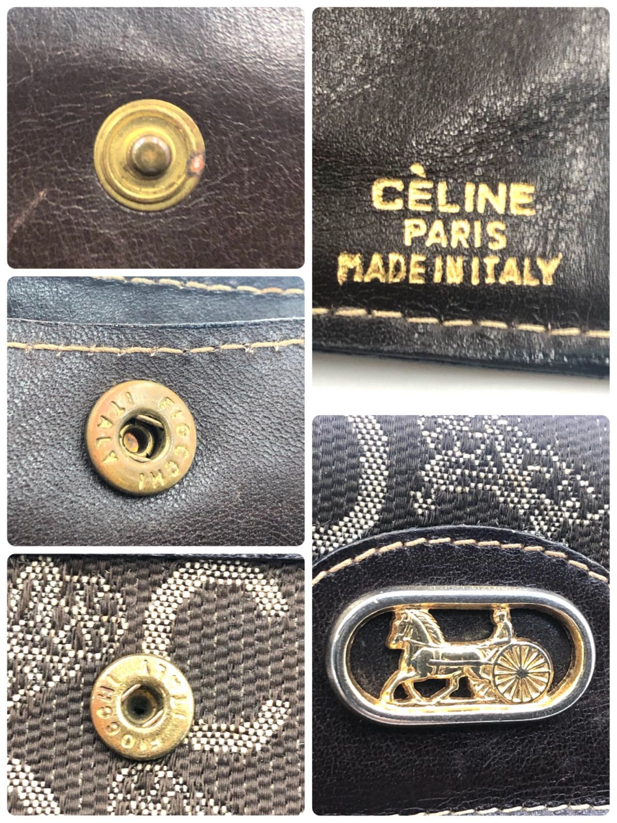 1円～ CELINE セリーヌ 馬車金具 キャンバス レザー ヴィンテージ 