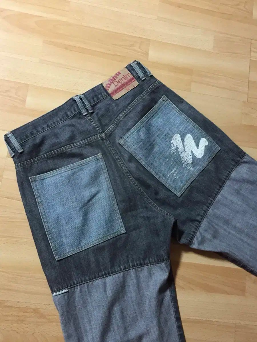 ヴィンテージ ワツケ オタク ワイド デニム パンツ パッチ