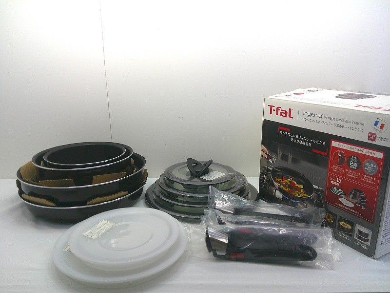 s25g-A512k T-fal ティファール インジニオ ネオ ヴィンテージボルドー インテンス フライパン×5個 ガラスぶた×4枚 シールリッド×2枚 取っ手×3本 セット14 IH対応不可