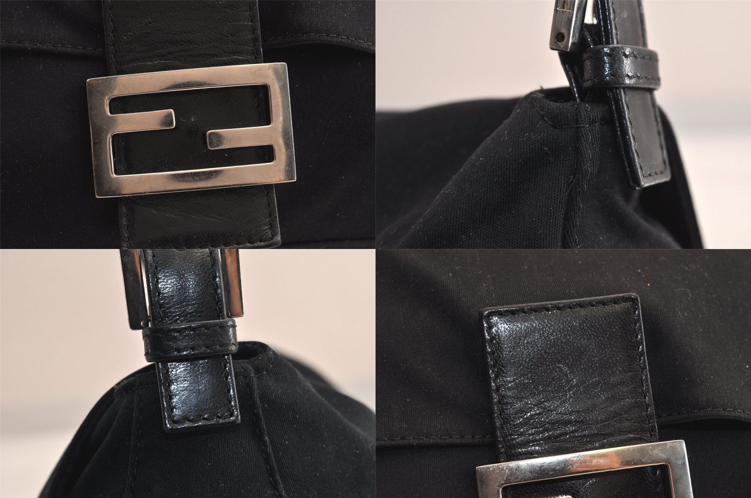 FENDI マンマ バゲット ショルダーハンドバッグ ジャージ レザー ブラック FENDI フェンディ マンマ バゲット ショルダーハンドバッグ