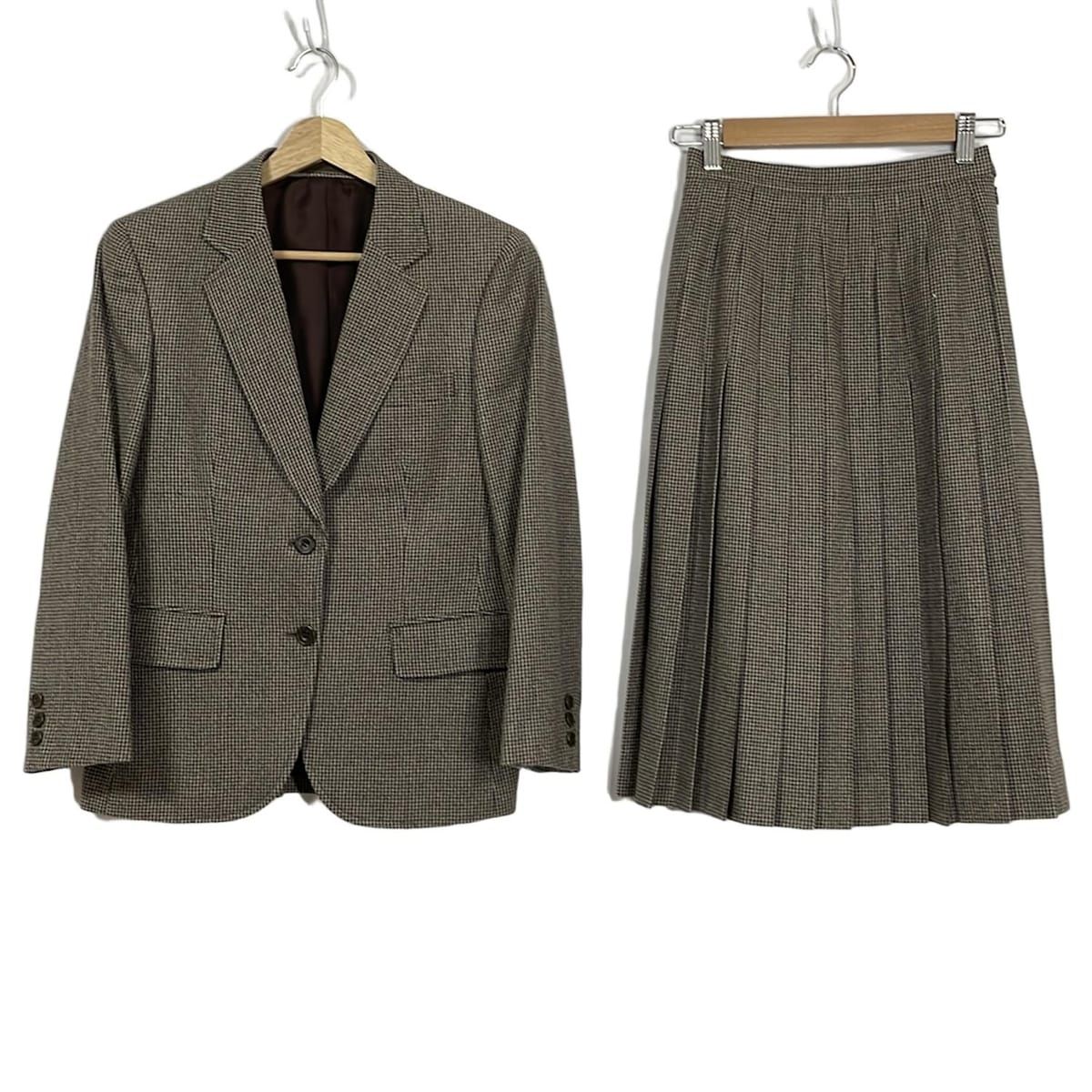 Burberry s バーバリーズ スカートスーツ レディース - ベージュ×ダークブラウン×ブラウン 肩パッド