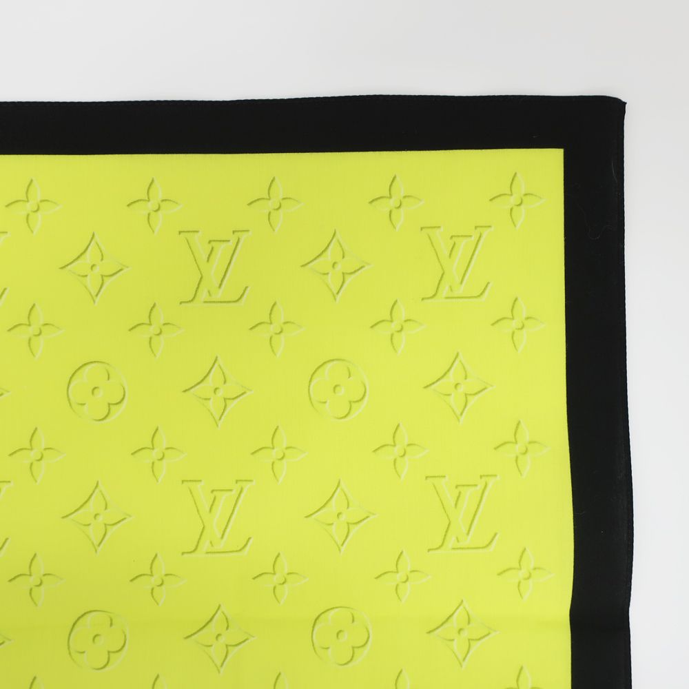 天白 ルイヴィトン ハンカチ M 77585 モノグラム LVロゴ イエロー ブルー系 コットン バンダナ 小物 ファッション