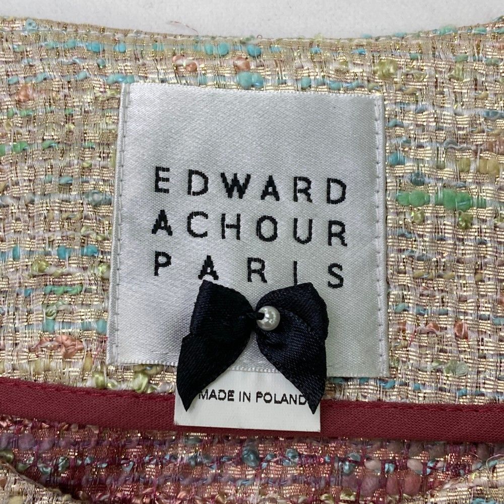 EDWARD ACHOUR PARIS ツイードジャケット ピンク系総柄