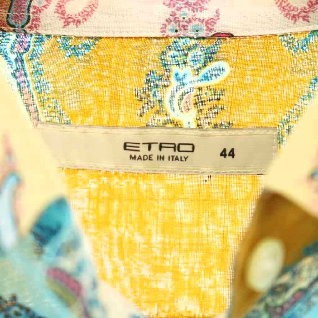 エトロ ETRO シャツ ブラウス リネン 総柄 ペイズリー柄 44