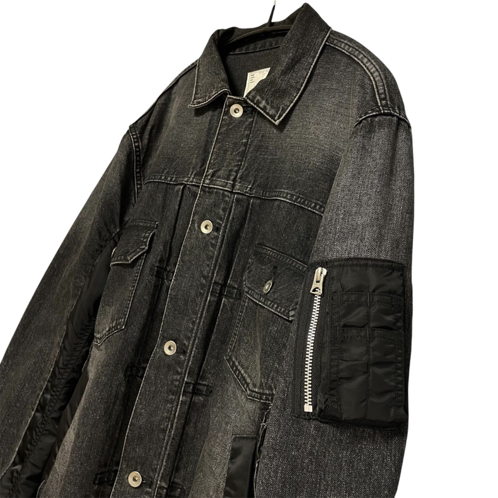定価:107800円 Sacai Denim x MA-1 Jacket SCM-022 ブラック 2
