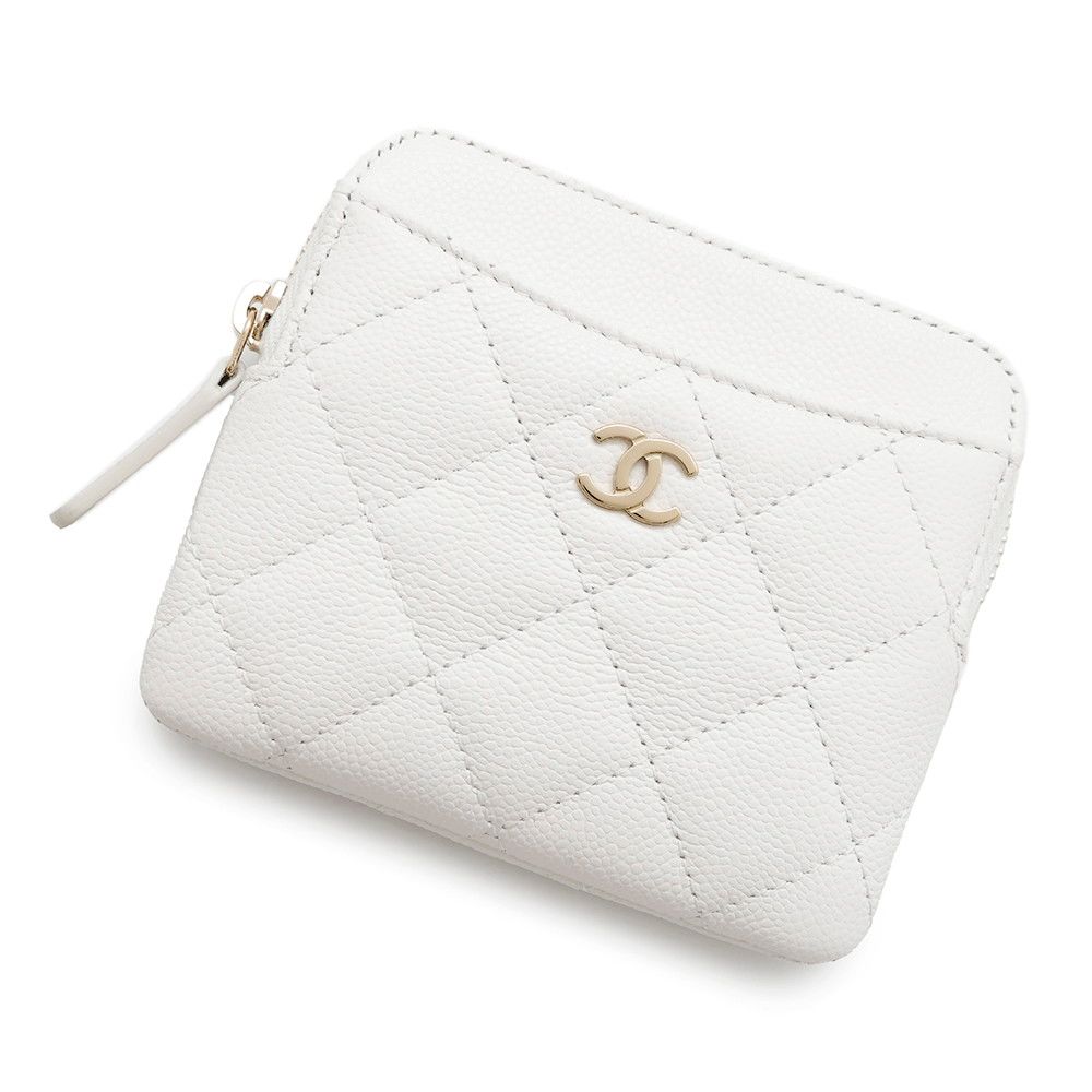 マトラッセ ココマーク クラシック ジップコインパース キャビアスキン AP2061 CHANEL 小銭入れ フラグメントケース 白