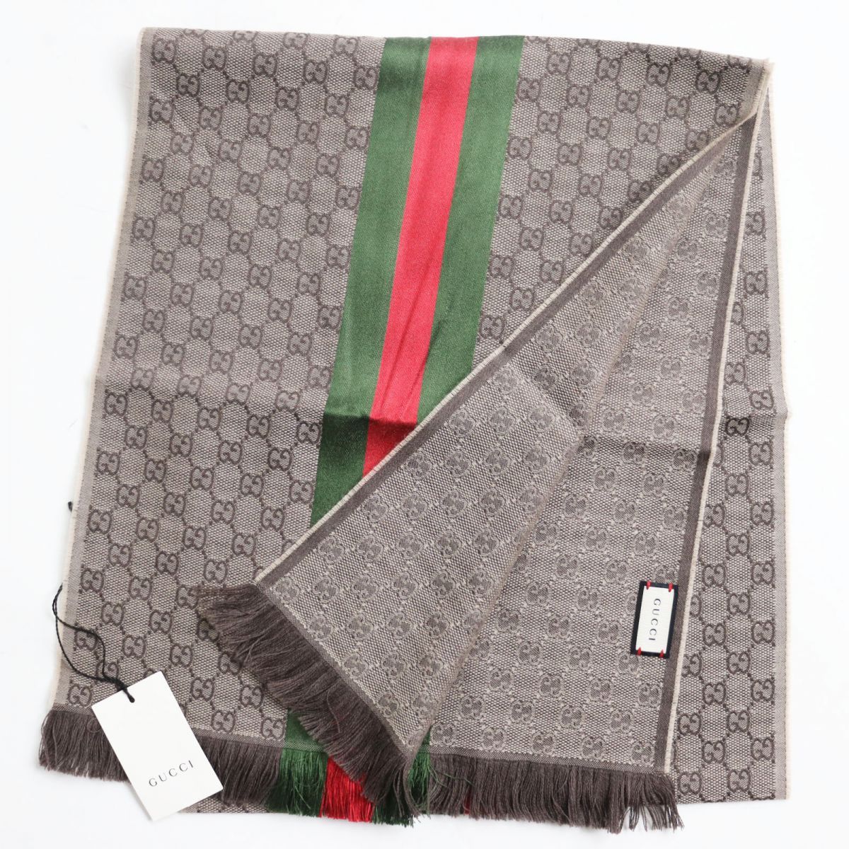 未使用品○GUCCI グッチ 147351 ウール×シルク ウェブライン GG柄