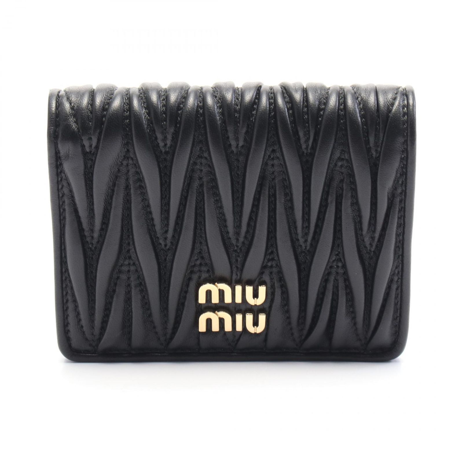ミュウ ミュウ Miu Miu 二つ折り財布 MATELASSE マテラッセ 5MV204AFPPF0002 ブラック レザー 二つ折り財布 レディース