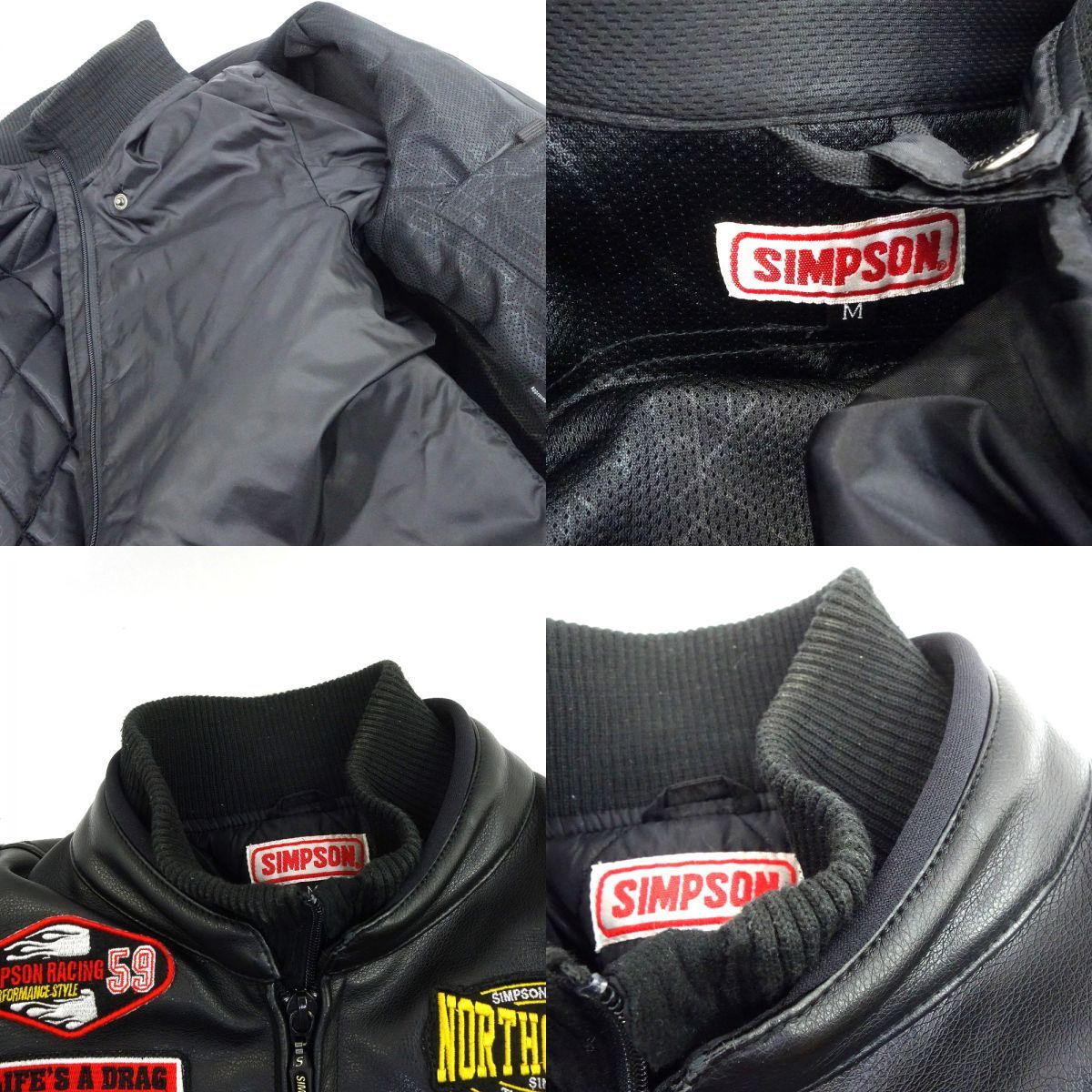 SIMPSON/シンプソン PUレザージャケット インナー付 SJ-8133 ブラック Mサイズ バイクウェア ※中古