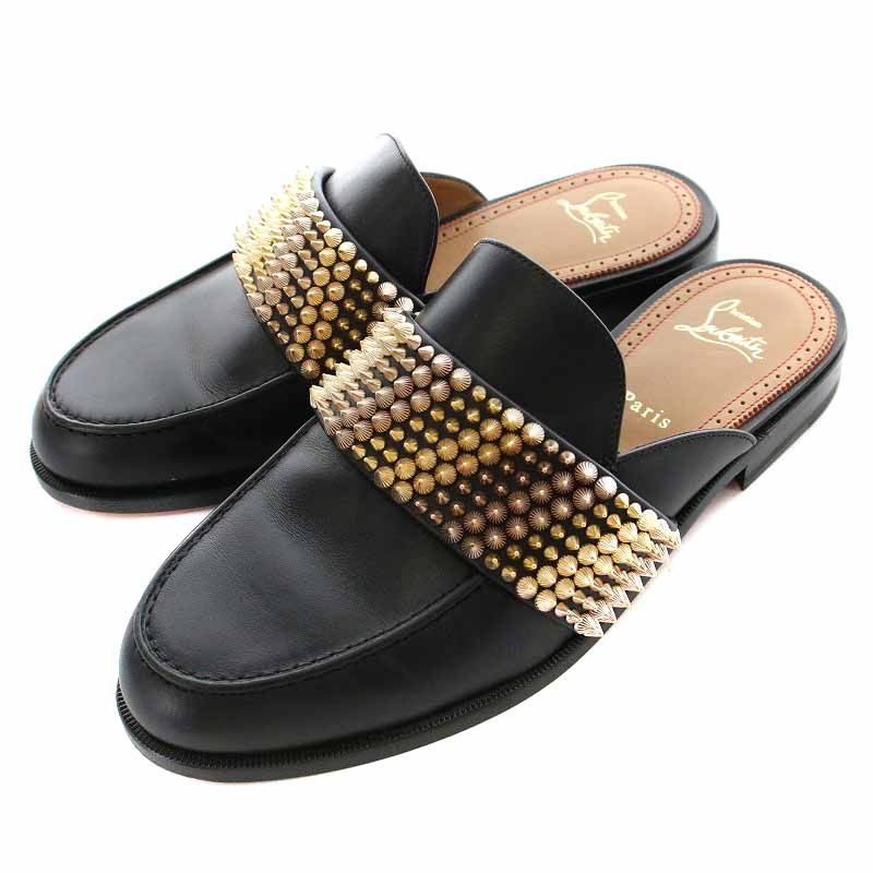 Christian Louboutin】 スタッズ付き黒レザーサンダル 【公式通販】