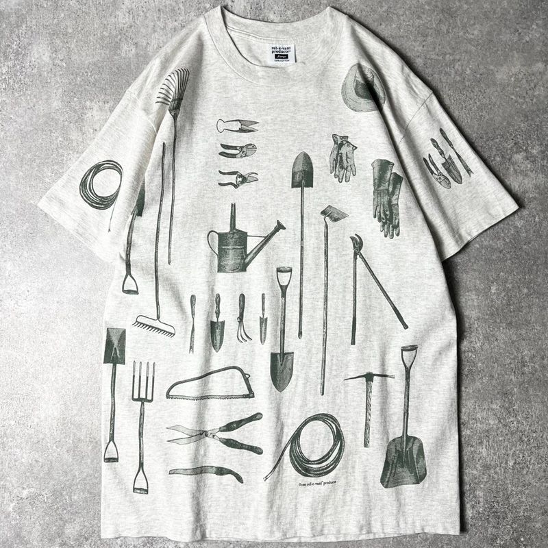 90s USA製 ツール 工具 総柄 アート プリント 半袖 Tシャツ L / 90年代