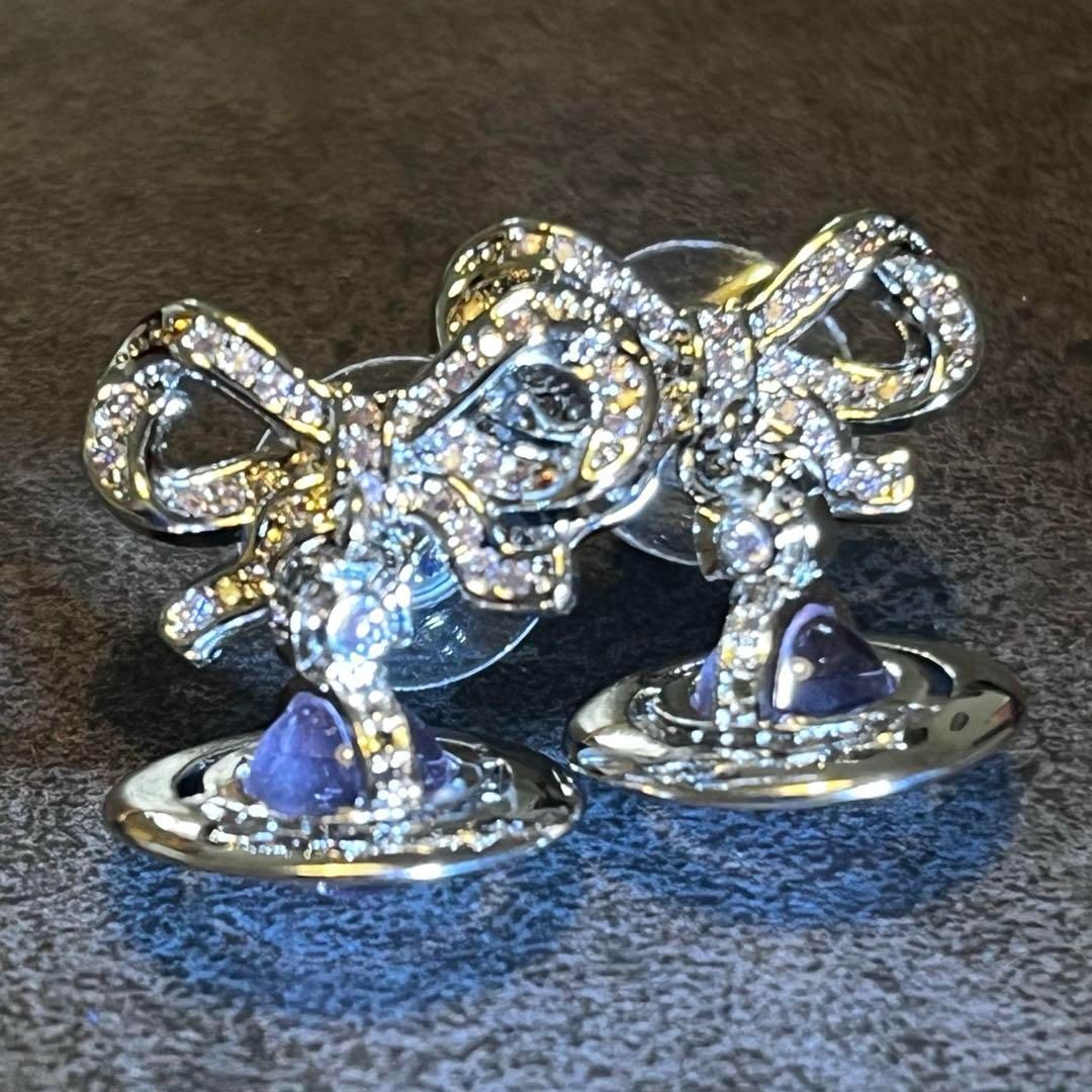 ヴィヴィアンウエストウッド リボンドロップ オーブ ピアス ピンク