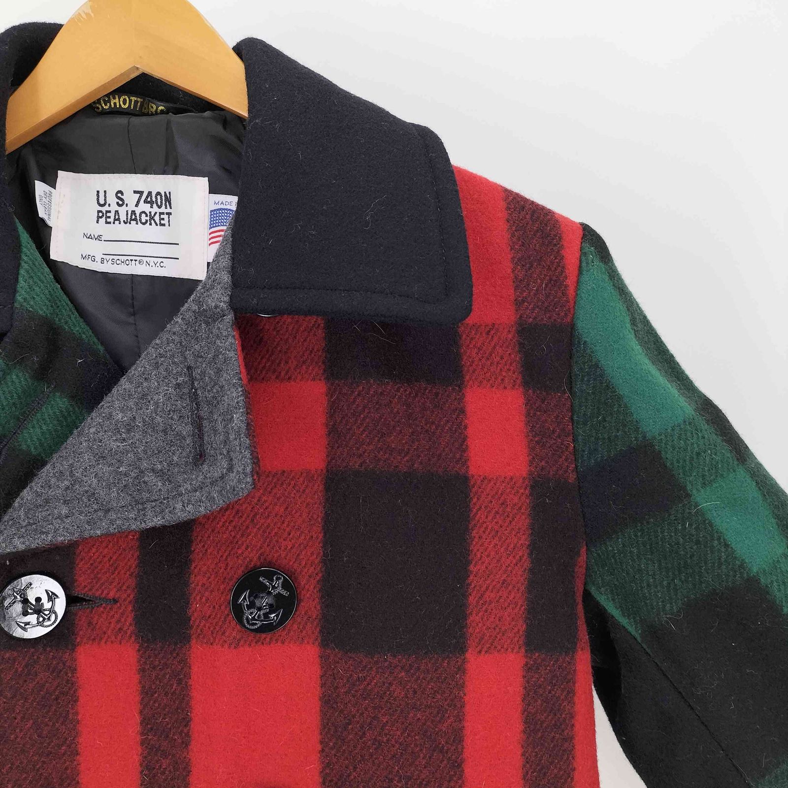 ショット Schott USA製 U.S. 740N PEAJACKET クレイジー チェック