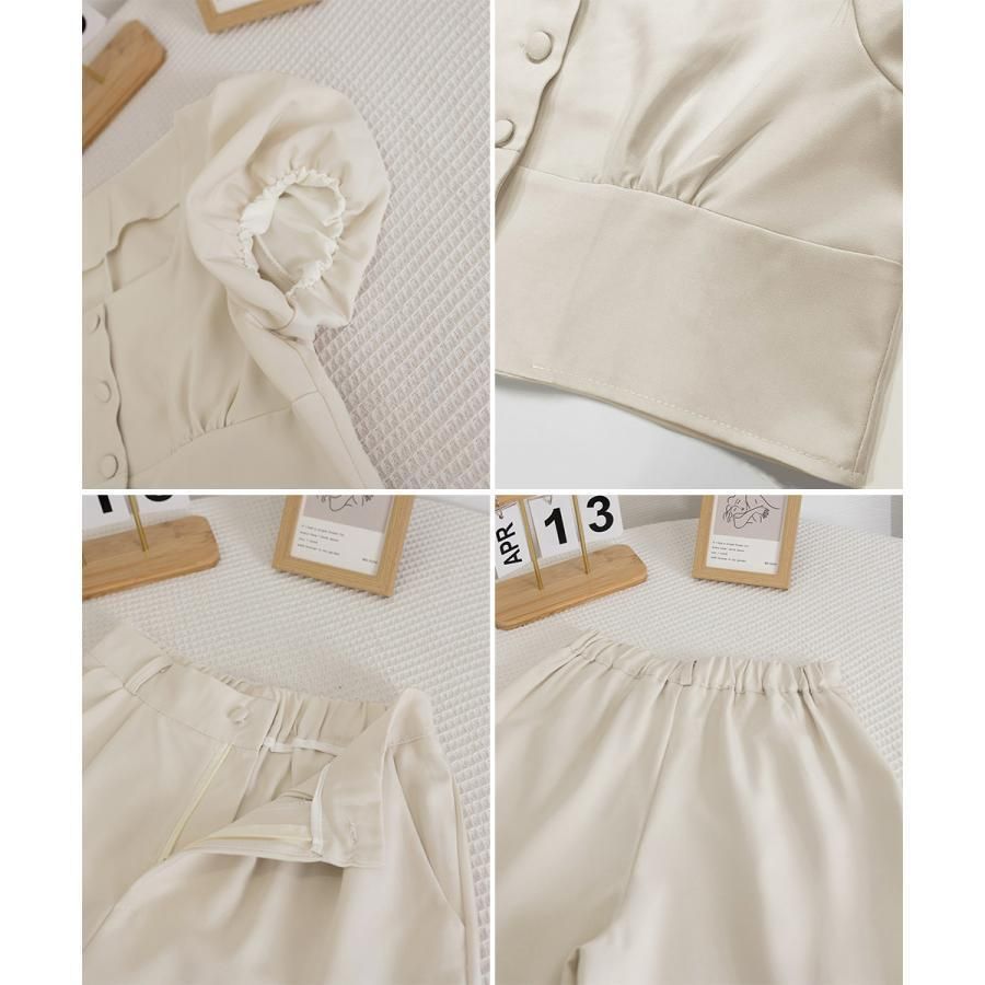 セットアップ春夏半袖トップスワイドパンツ