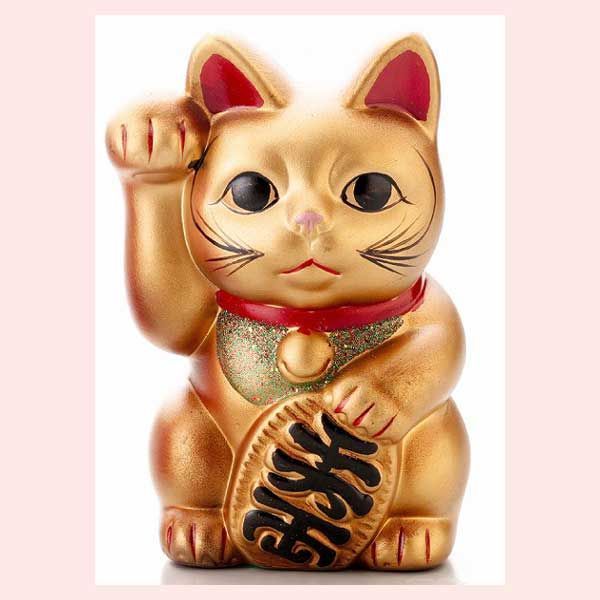レトロ　招き猫（金）　K5245　※陶器，まねき猫，開運招福，縁起物，和，高級感，高品質，シリーズ，日本，レトロモダン，かわいい，可愛い，キャット，ねこ，置物，吉祥大吉，カラー