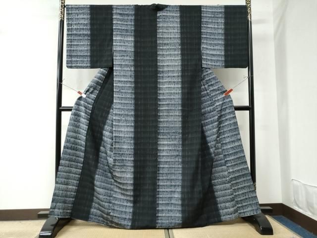 平和屋着物○上質な紬 紬 麻の葉文様 正絹 逸品 未使用 CAAS6800yc