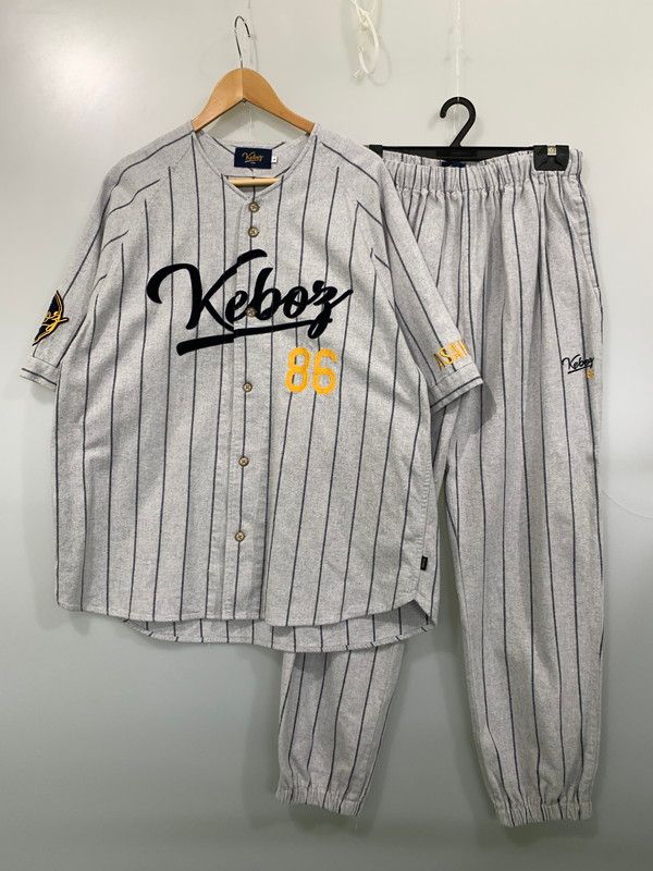 KEBOZ×フリークスストア　ベースボールセットアップ　ケボズ　ライトグレー keboz ベースボールシャツ セットアップ の通販 by xxxx｜ラクマ