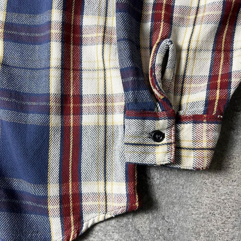 雰囲気系 70s 80s USA製 FIVE BROTHER チェック 長袖 ヘビー
