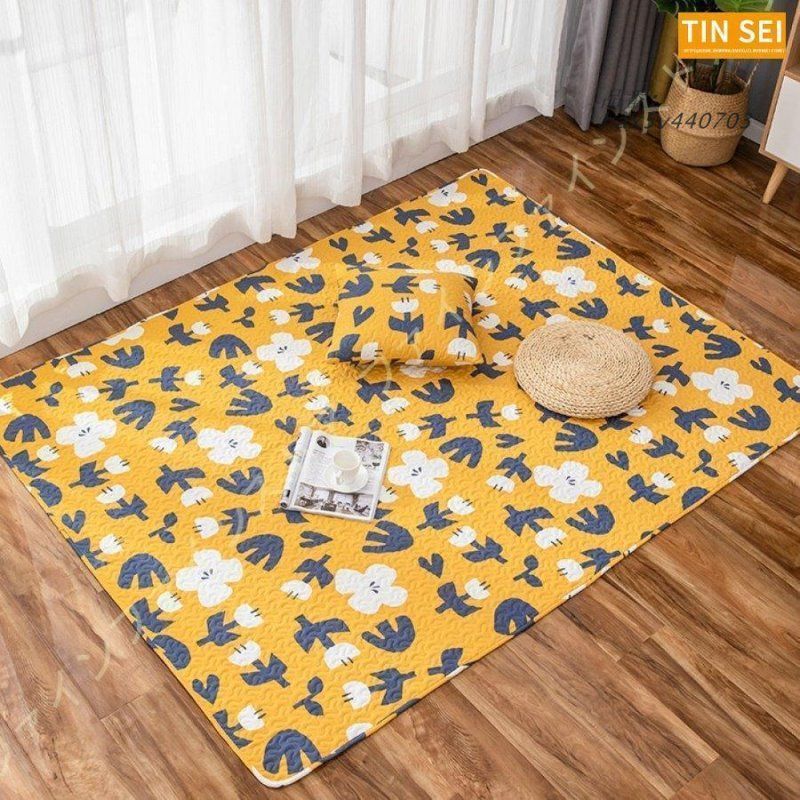 北欧 キルティング ラグ ラグマット カーペット キルト花模様 黄色ナチュラル春 北欧 キルティング ラグ ラグマット カーペット キルト花模様 黄色
