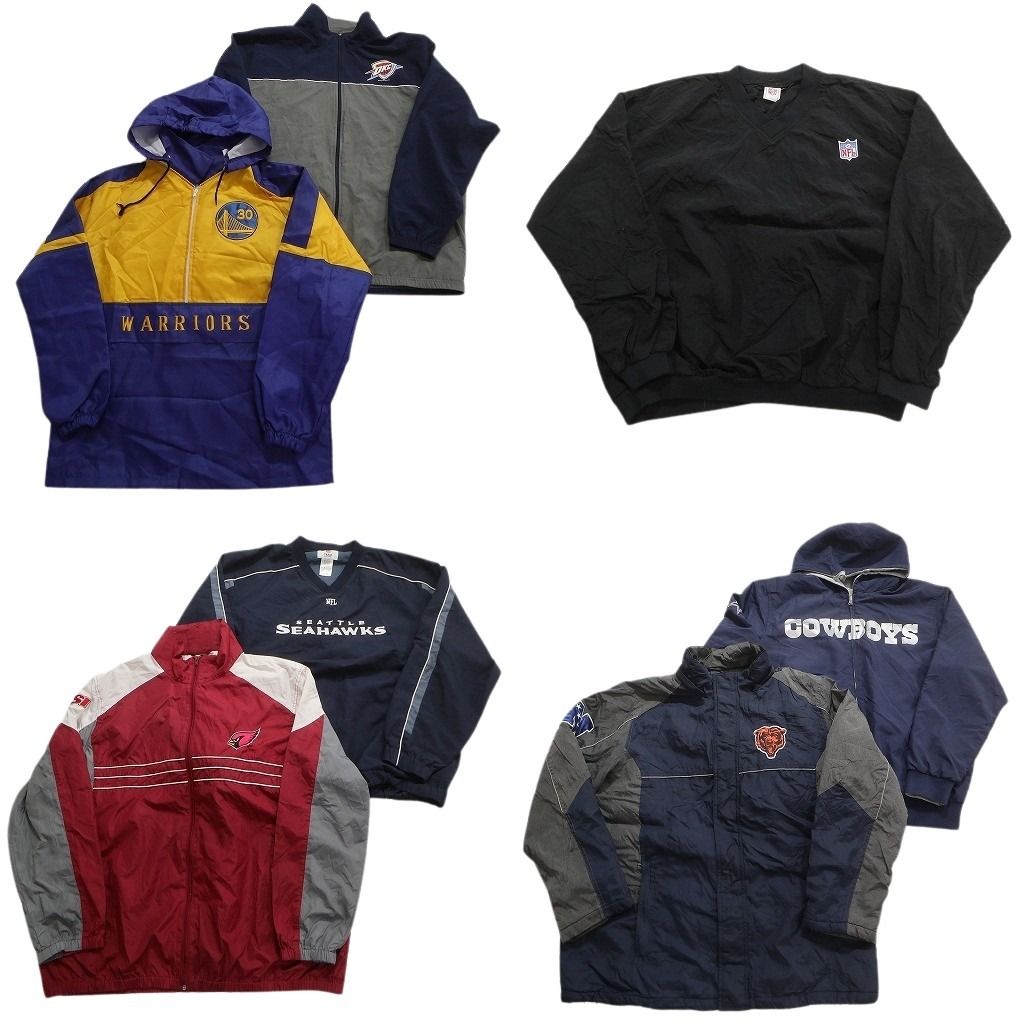 古着卸 まとめ売り プロチーム ジャケット 7枚セット (メンズ XL ) NBA NFL カウボーイズ サンダース MLB カージナルス 中古 古着 MY1703