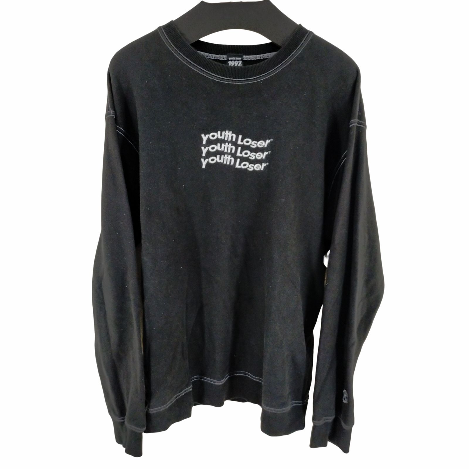 ユースルーザー YOUTH LOSER black stitch sweat ロゴ刺繍 スウェット  
