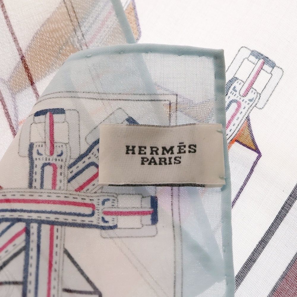 エルメス　ハンカチーフ　サングル・アン・フィネス　水色　カザック　綿コットン新品 HERMES - HERMES エルメス サングル アン フィネス 総柄