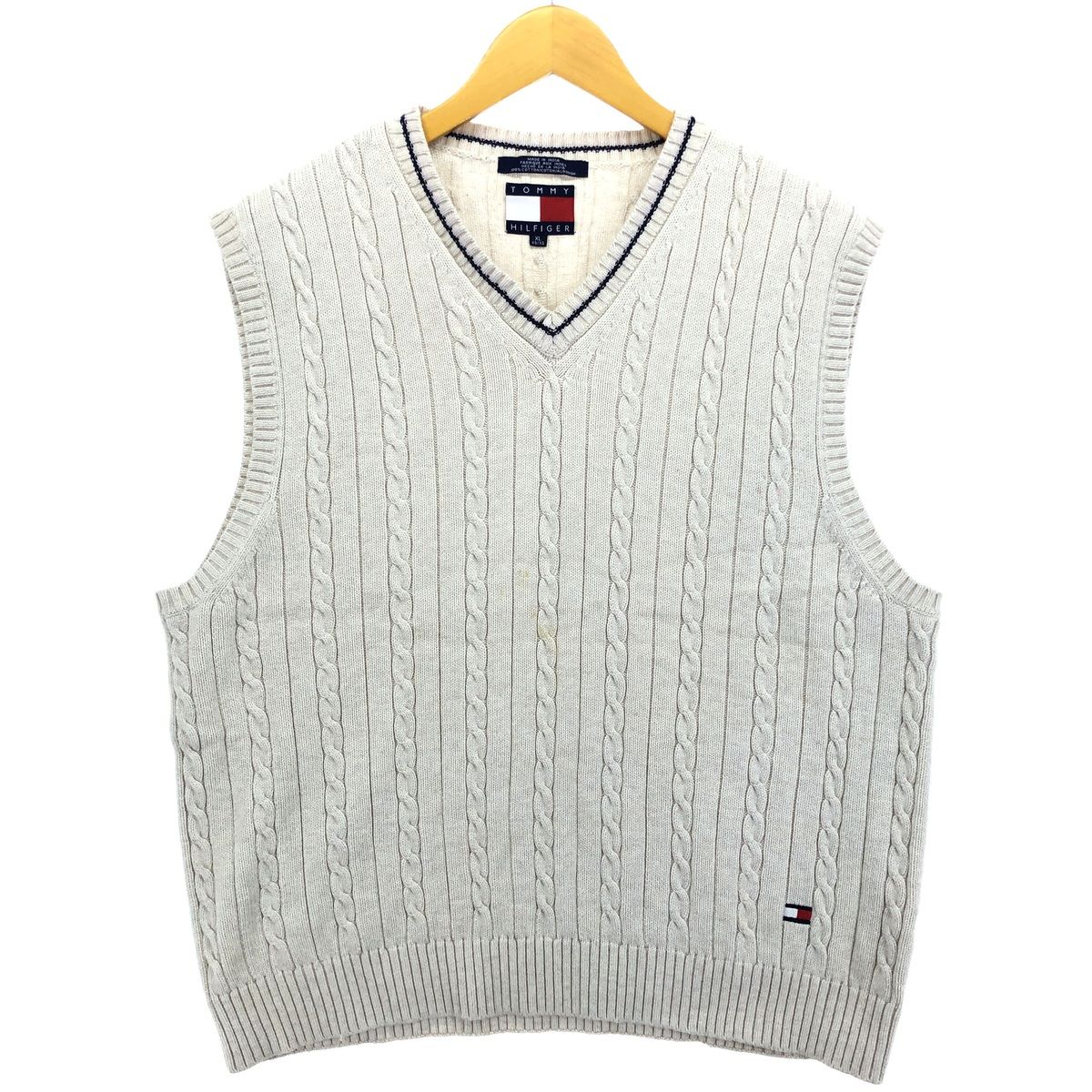 古着 90年代~ トミーヒルフィガー TOMMY HILFIGER ケーブル編み V 