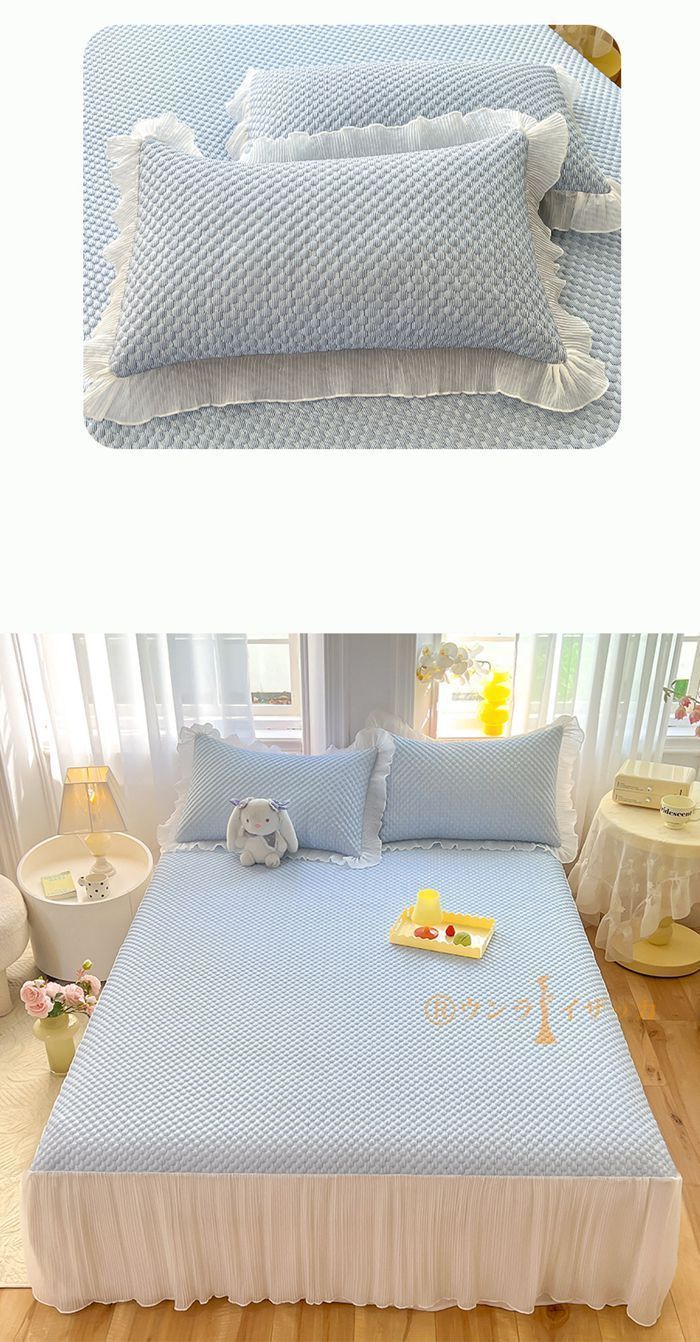 ベッドスカート 3点セット 洗える 接触冷感 ベッドカバー ひんやり フリル 切り替え 夏用 涼しい おしゃれ 冷たい シングル 冷感 クール寝具 eaRb916 MARWIL-DEMENAGEMENTS_CH