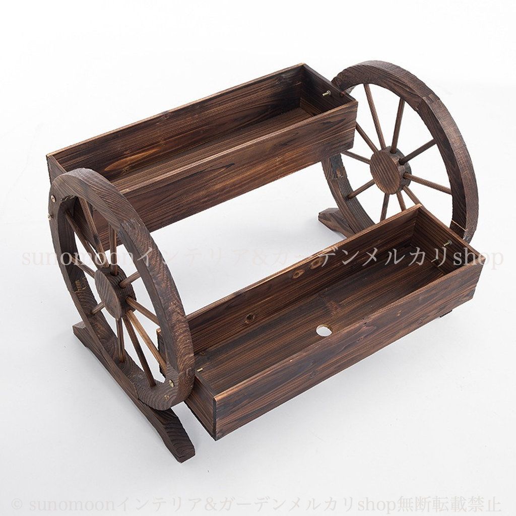 ヴィンテージ調 ガーデニング 庭の装飾 ガーデン 雑貨 ダブルホイール付き 植木鉢 鉢植え プランター おしゃれ 木製 4-7 ナチュラル インテリア 2段 ガーデン雑貨 ガーデンインテリア 木目 ラック お洒落 STEELWINDOWSANDDOORS_COM