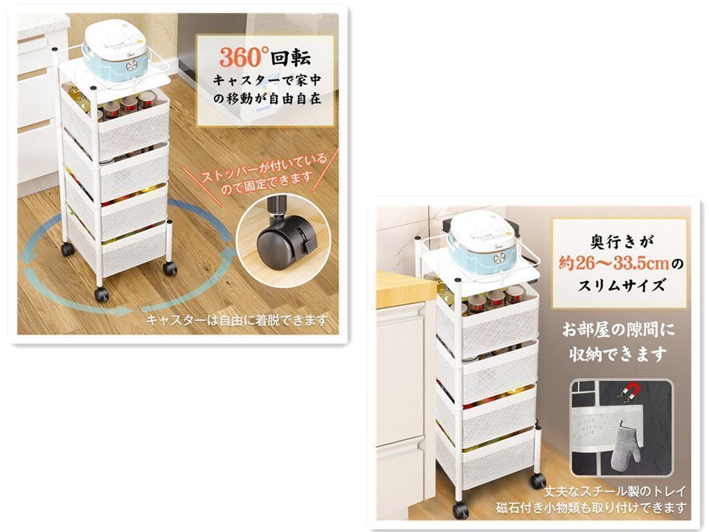 4段回転トレイワゴン 回転