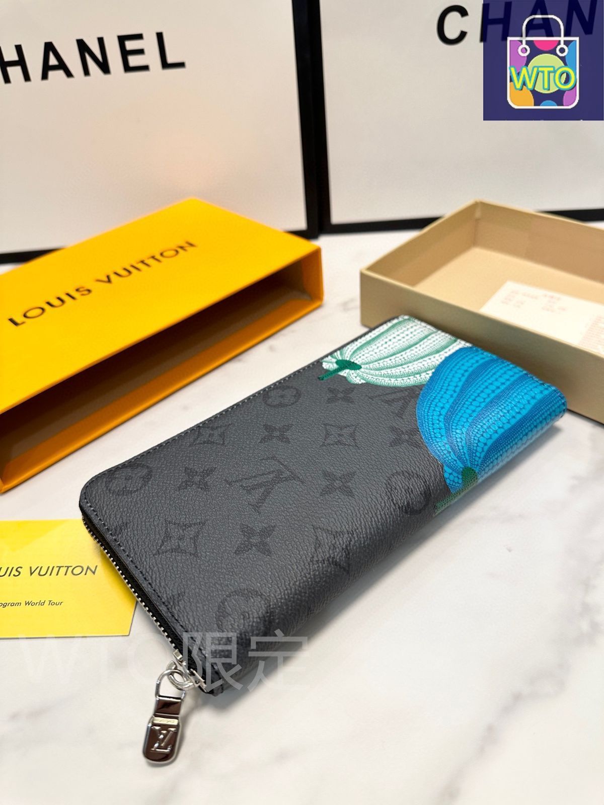 新品】LOUIS VUITTON 長財布 ブラック/レオパード箱、ショップ袋